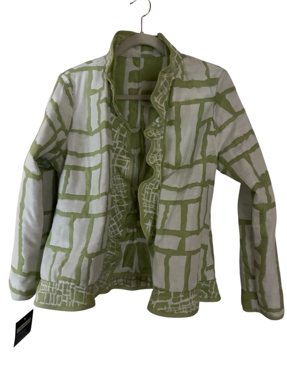 NWT Trimdin Reversible Ruffle Brick Artisan Jacket lime/white color‎ Sz M